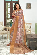 Linen Saree Shades Of Brown Digital Printed Linen Saree saree online