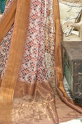 Linen Saree Shades Of Brown Digital Printed Linen Saree saree online