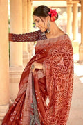 Linen Saree Sienna Brown Printed Linen Saree saree online