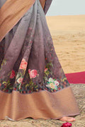 Linen Saree Smoke Grey Digital Printed Linen Saree saree online