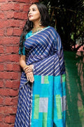 Space Blue Linen Blend Saree