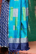 Space Blue Linen Blend Saree