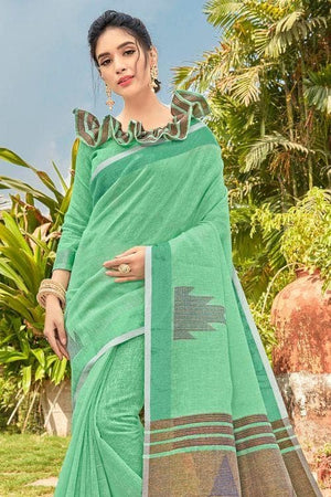 Summer Green Linen Saree