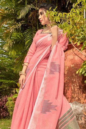 Sweet Pink Linen Saree