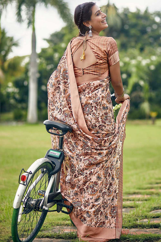 Linen Saree Tan Beige Linen Saree saree online