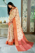 Linen Saree Tan Brown Digital Printed Linen Saree saree online