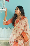 Linen Saree Tan Brown Digital Printed Linen Saree saree online