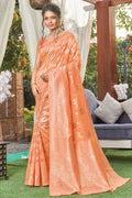 orange linen saree