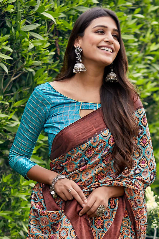 Linen Saree Tawny Brown Linen Saree saree online