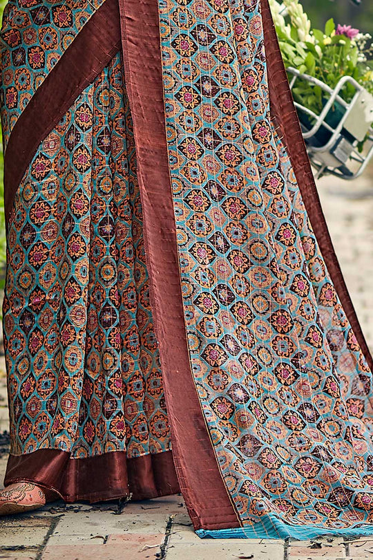 Linen Saree Tawny Brown Linen Saree saree online