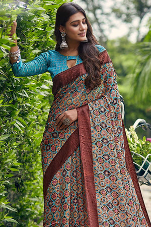 Tawny Brown Linen Blend Saree