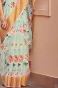 Linen Saree Tiffany Blue Linen Saree saree online