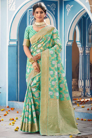 Linen Saree Turqouise Blue Linen Saree saree online
