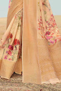 Linen Saree Vanilla Yellow Digital Printed Linen Saree saree online