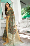 Linen Saree Viridian Green Digital Printed Linen Saree saree online