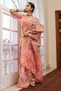 Linen Saree Watermelon Pink Linen Saree saree online
