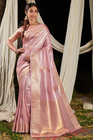 Watermelon Pink Linen Blend Saree