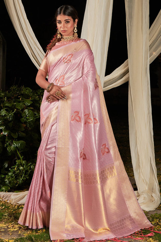 pink linen saree