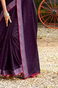 Linen Saree Wine Purple Linen Saree saree online