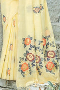 Yellow Linen Saree
