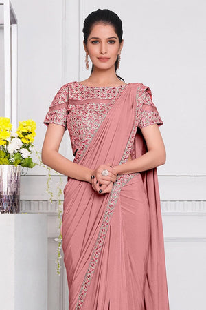 Orchid Pink Lycra Saree