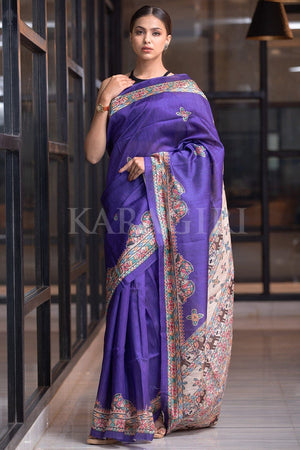 Azure Blue Madhubani Saree