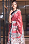 Madhubani Saree Currant Red Madhubani Saree saree online