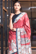 Madhubani Saree Currant Red Madhubani Saree saree online