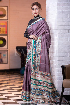 Dark Brown Madhubani Saree