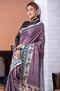 Madhubani Saree Dark Brown Madhubani Saree saree online