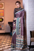 Madhubani Saree Dark Brown Madhubani Saree saree online