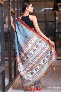 Madhubani Saree Dark Grey Madhubani Saree saree online