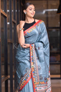 Madhubani Saree Dark Grey Madhubani Saree saree online