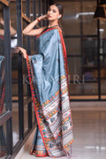 Madhubani Saree Dark Grey Madhubani Saree saree online