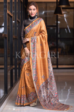 Merigold Yellow Madhubani Saree
