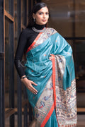 Madhubani Saree Munsell Blue Madhubani Saree saree online
