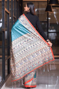 Madhubani Saree Munsell Blue Madhubani Saree saree online