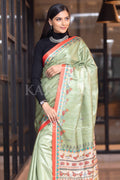 Madhubani Saree Sage Green Madhubani Saree saree online