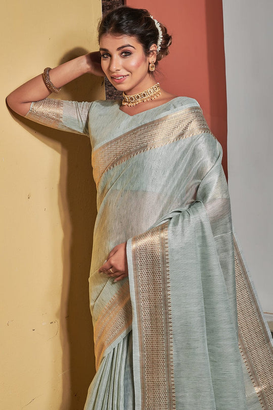 green silk saree
