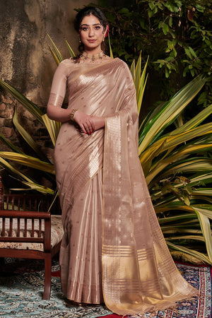 Peach Maheshwari Saree