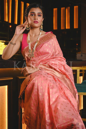 Rose Pink Maheshwari Silk Saree