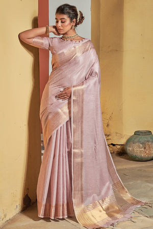Rose Pink Maheshwari Silk Saree