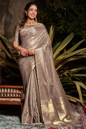 Totilla Beige Maheshwari Saree
