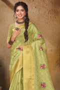 Pastel Green Organza Saree