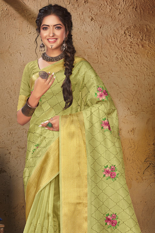 Pastel Green Organza Saree