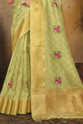 Pastel Green Organza Saree