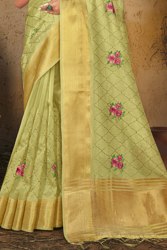 Pastel Green Organza Saree