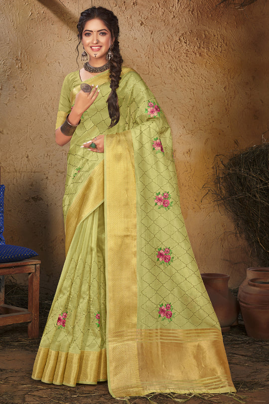 Pastel Green Organza Saree