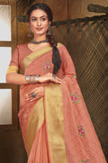 Thulian Peach Organza Saree