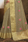 Pewter Grey Organza Saree